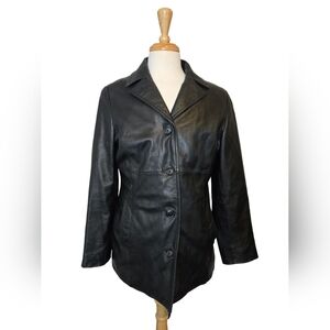 Danier Women's Black Leather Jacket Motorcyle Biker Size M Lined Moto